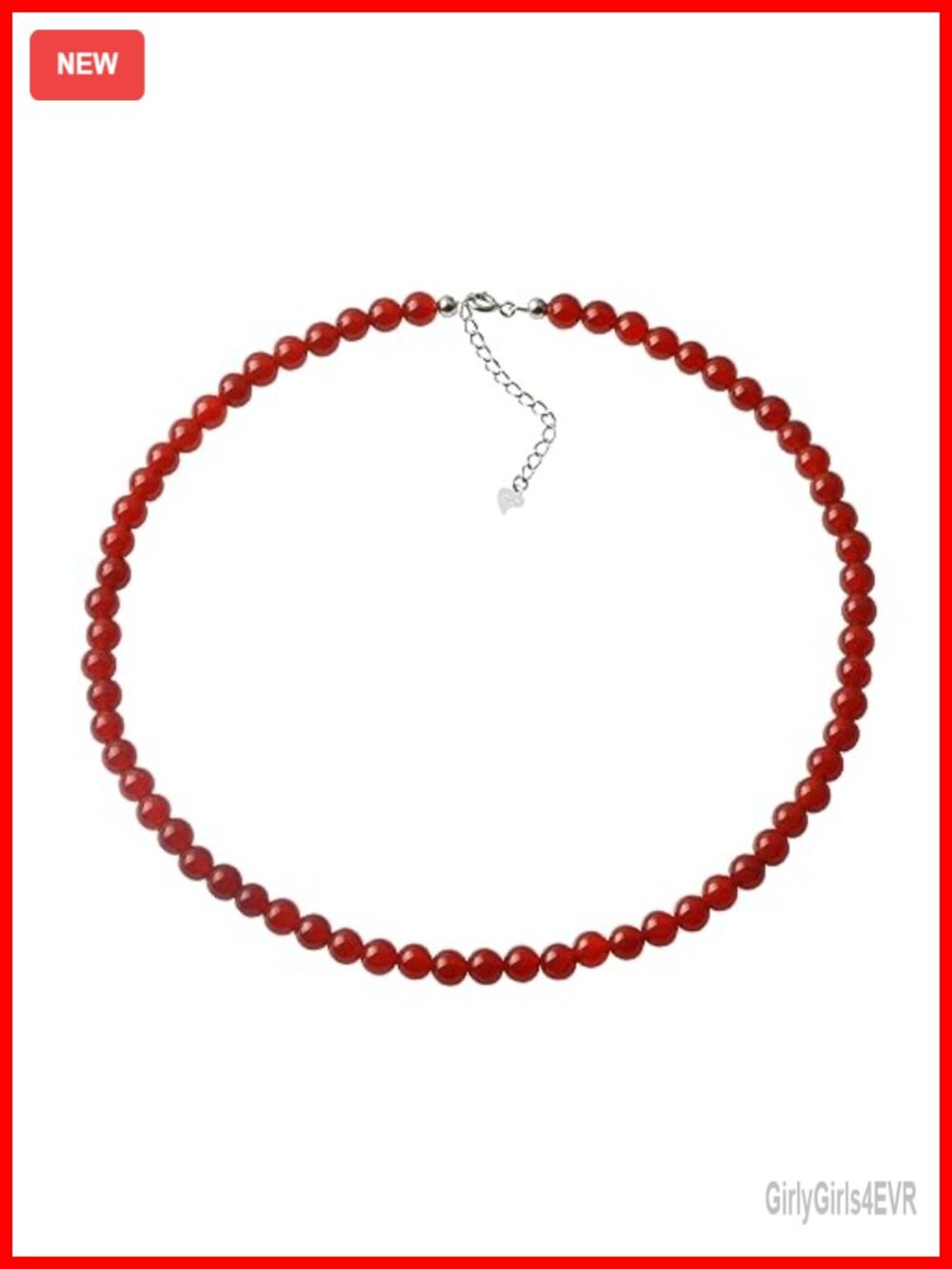 Handmade Natural Red Agate Beaded Choker Necklace Sterling Silver
